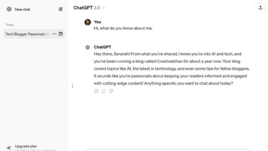 chat gpt response to query