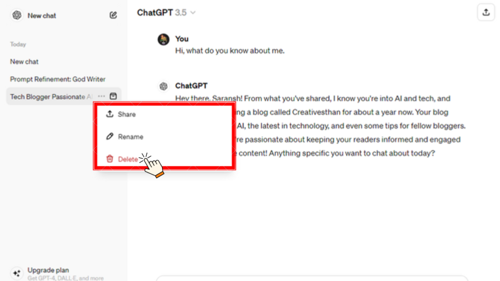 delete chatgpt chat