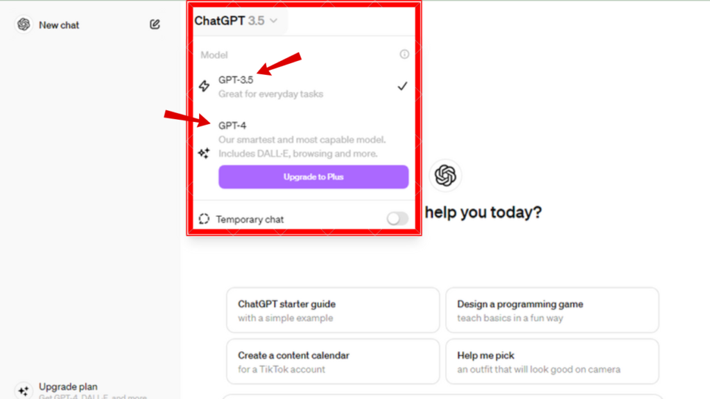 different chatgpt model