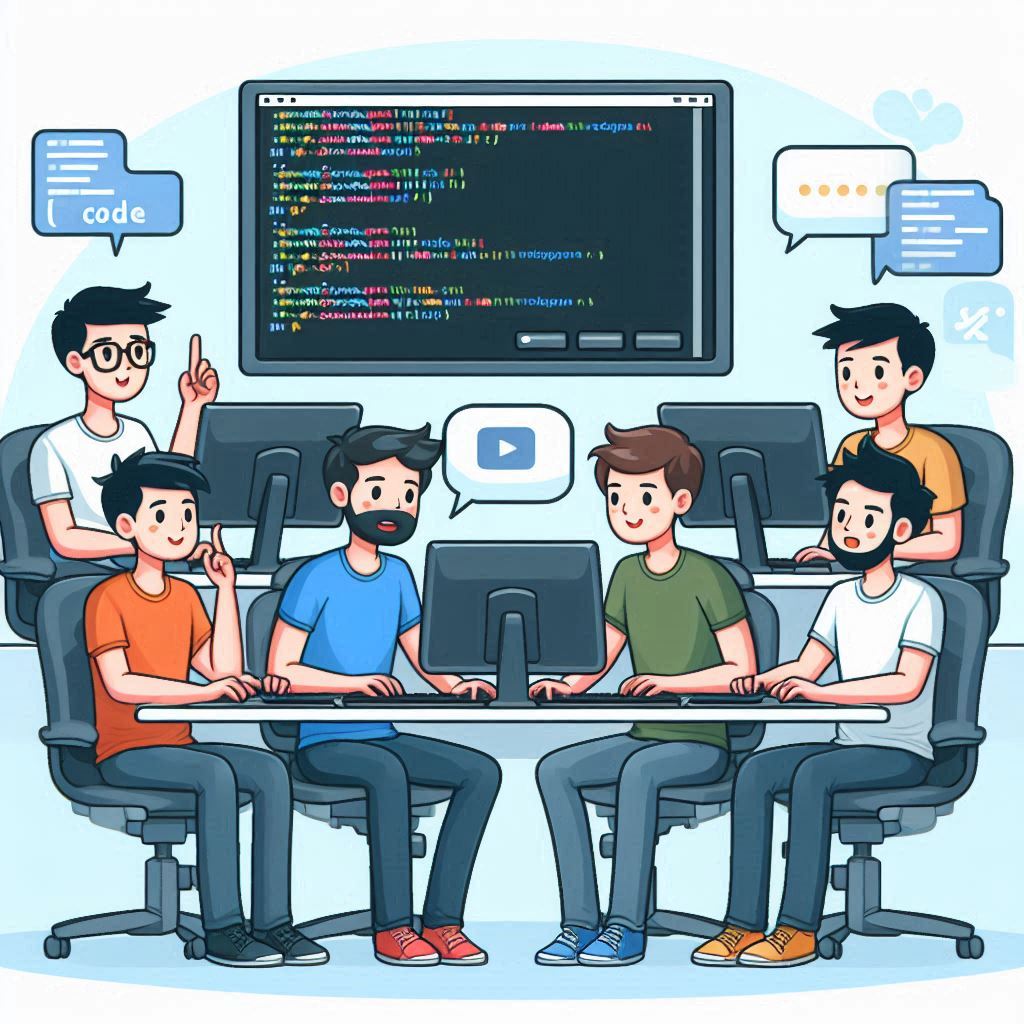 a group of coders coding together