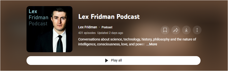 lex fridman podcast channel