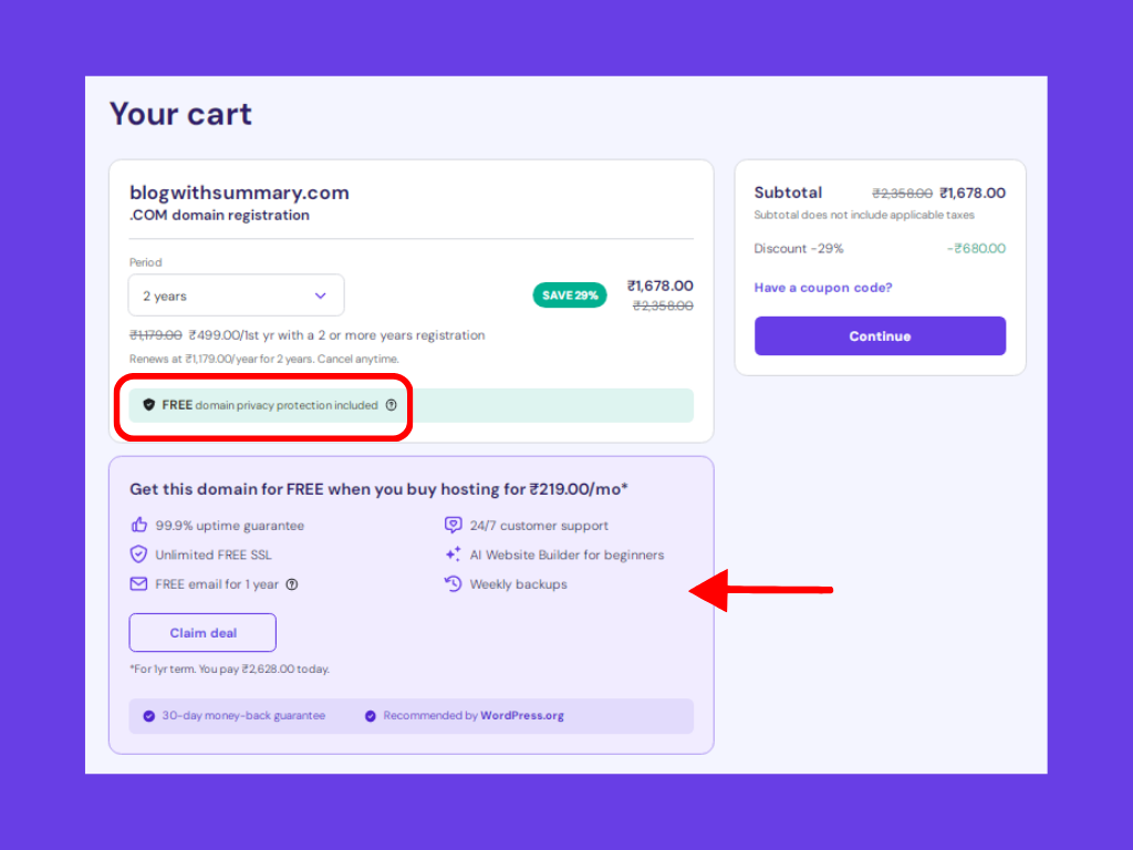 hostinger cart