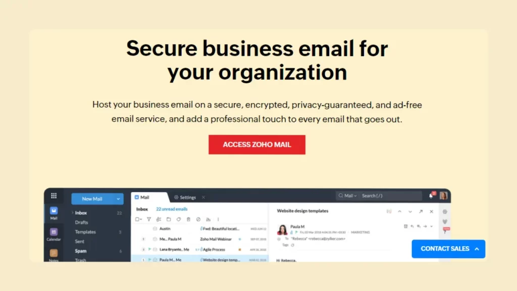 zoho email hosting