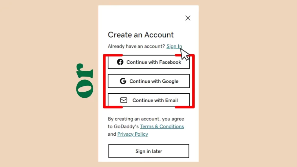 godaddy create an account